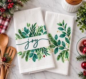 ColorDrift Holiday Magic Joy Christmas Kitchen Towels Set of 2 NWT